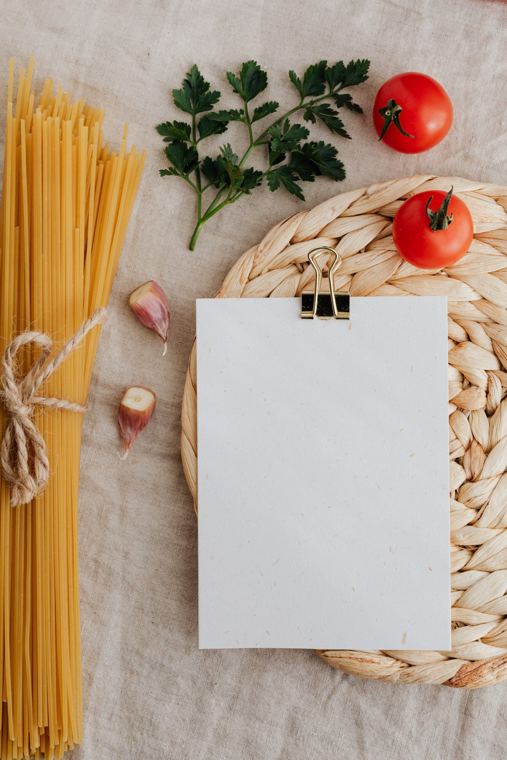 blank sheet of paper for recipe